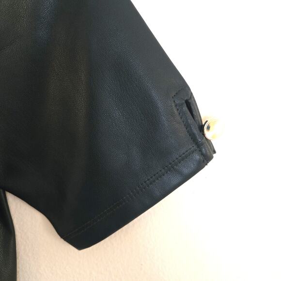 NWT Ann Taylor Faux Leather Peplum Top XS - Deep Teal / Forest Green - Picture 4 of 8